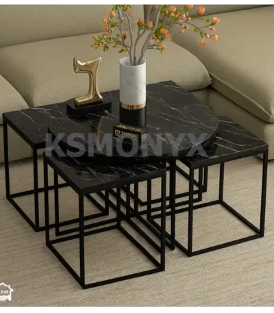Black Marble Nesting Table