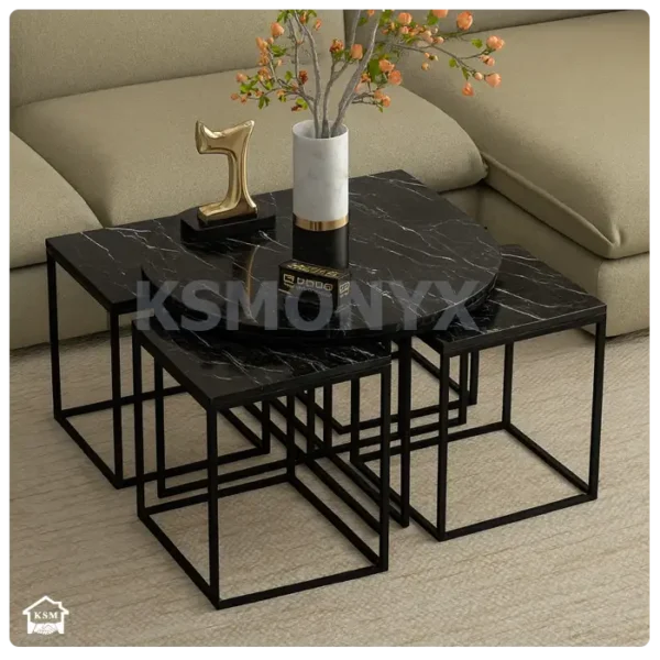 Black Marble Nesting Table