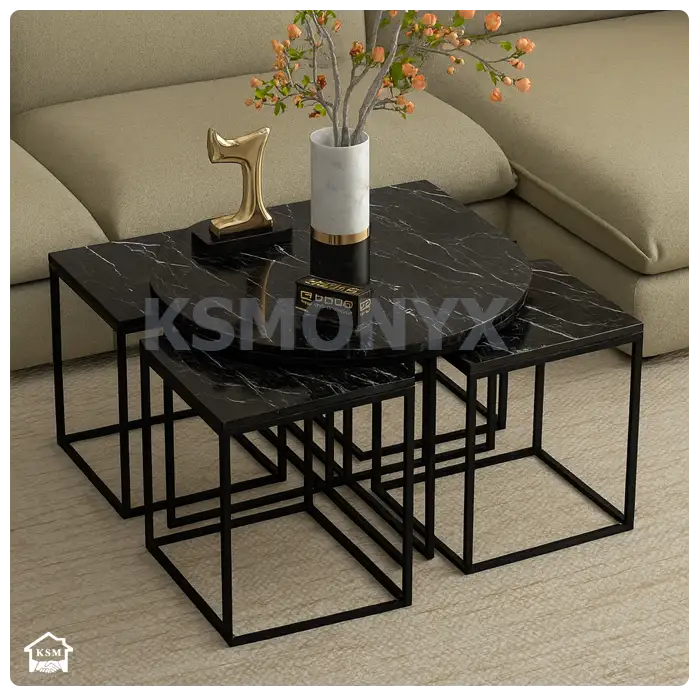 Black Marble Nesting Table