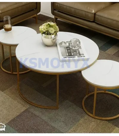 White Marble Nesting Table circle