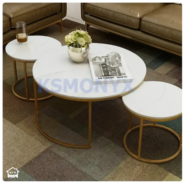 White Marble Nesting Table circle