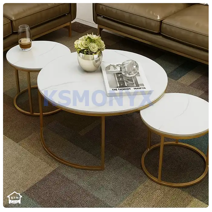 White Marble Nesting Table circle