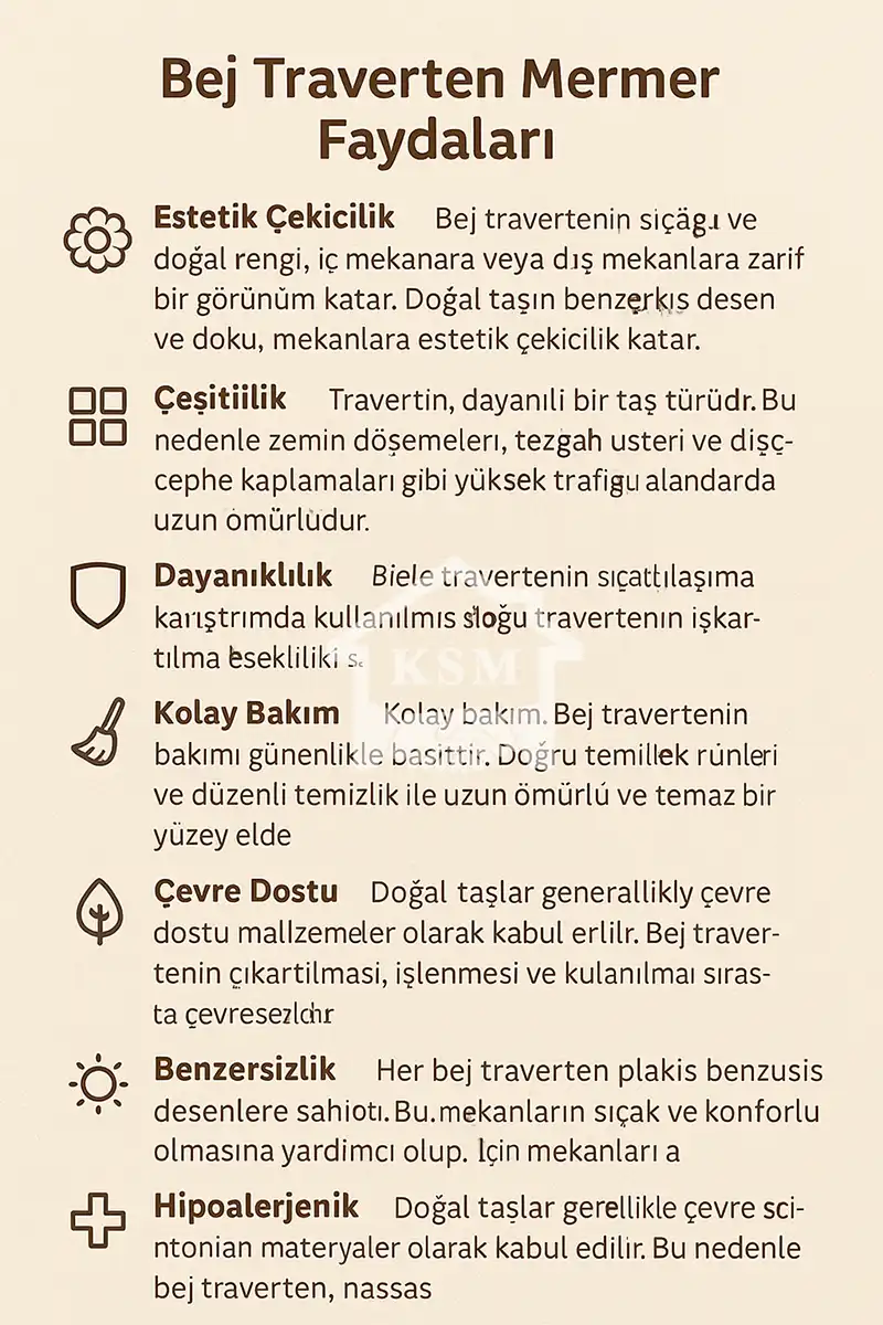 Bej Traverten Mermer Faydaları