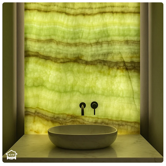 Onyx Tezgah 4 Lavabo arkası onyx – difüzörlü LED