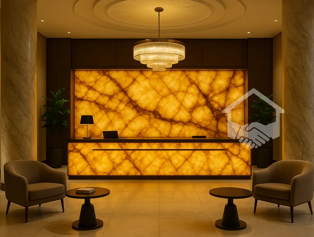 lüks otel lobi onyx mermer uygulaması