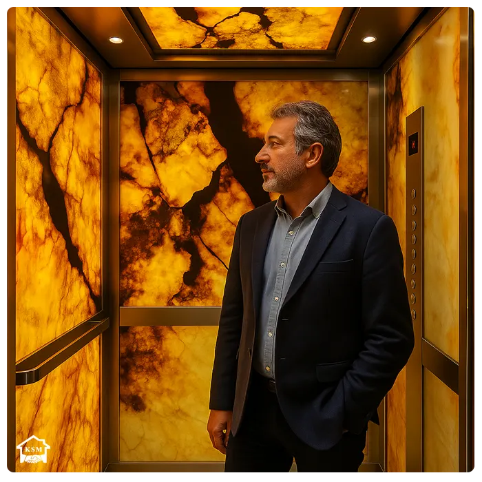 Onyx Asansör Kabini – ışıklı backlit duvar