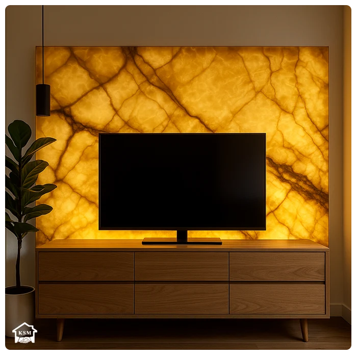 Onyx TV ünitesi arkası backlit panel