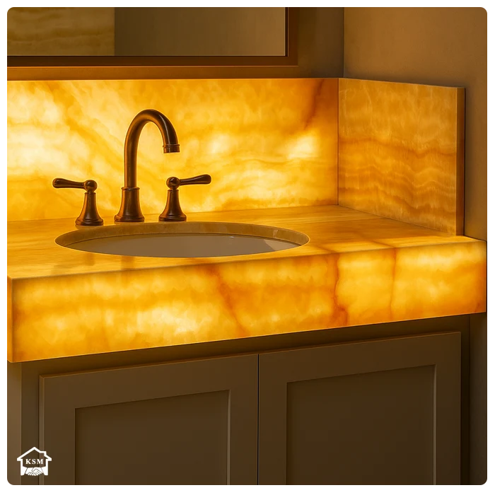 Onyx banyo tezgahı ve arka panel