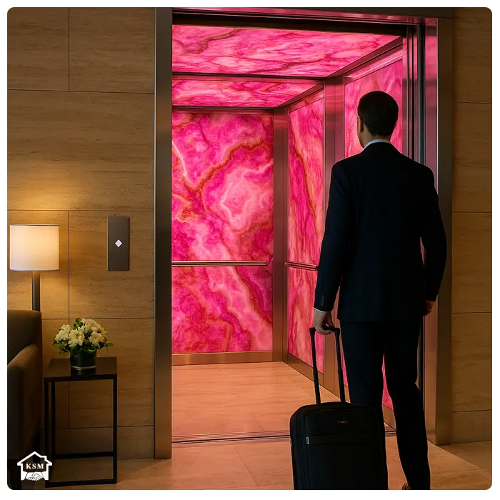Otel lobisi onyx asansör kabini