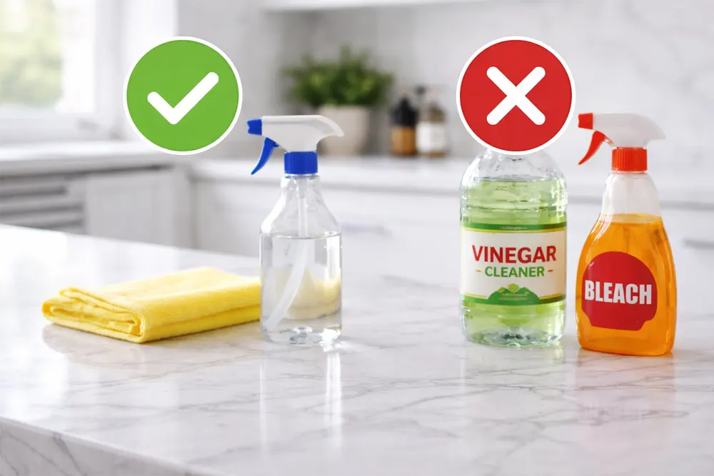 beyaz mermer için kullanılmaması gereken temizlik ürünleri