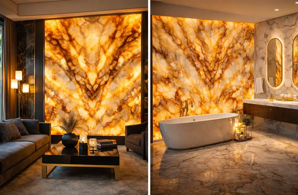 Konut projelerinde dekoratif onyx uygulaması