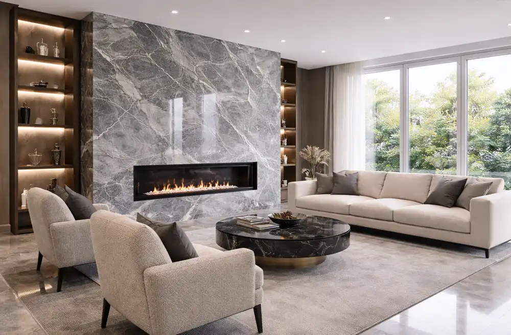 doğal mermer ile modern iç mekan tasarımı