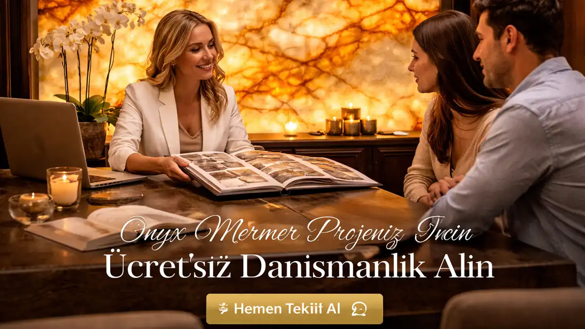 Onyx mermer projesi için uzman danışmanlık ve plaka seçimi görüşmesi