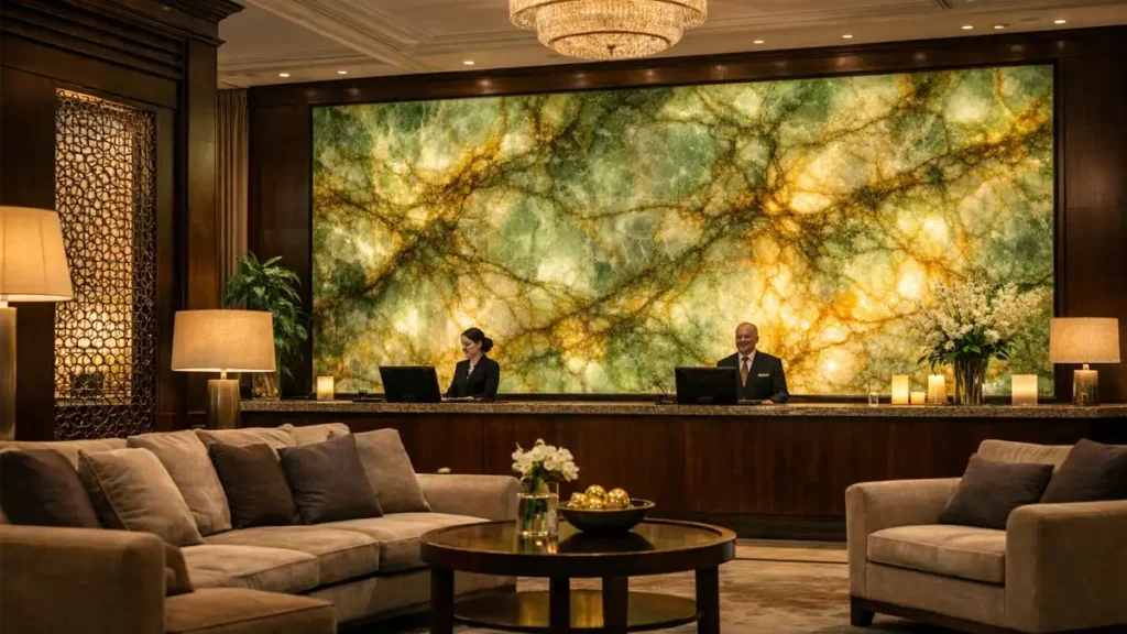 aydınlatmalı yeşil onyx panel uygulaması