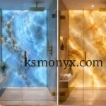 Duş duvar kaplamaları ışık geçer mavı onyx ve sarı onyx Duş duvar kaplamaları ışık geçer mavı onyx ve sarı onyx