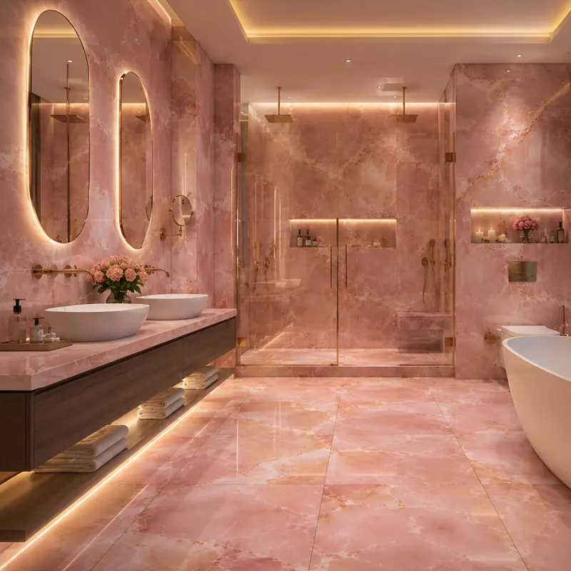 Master banyo tasarımları pembe ışık onyx Master banyo tasarımları pembe ışık onyx