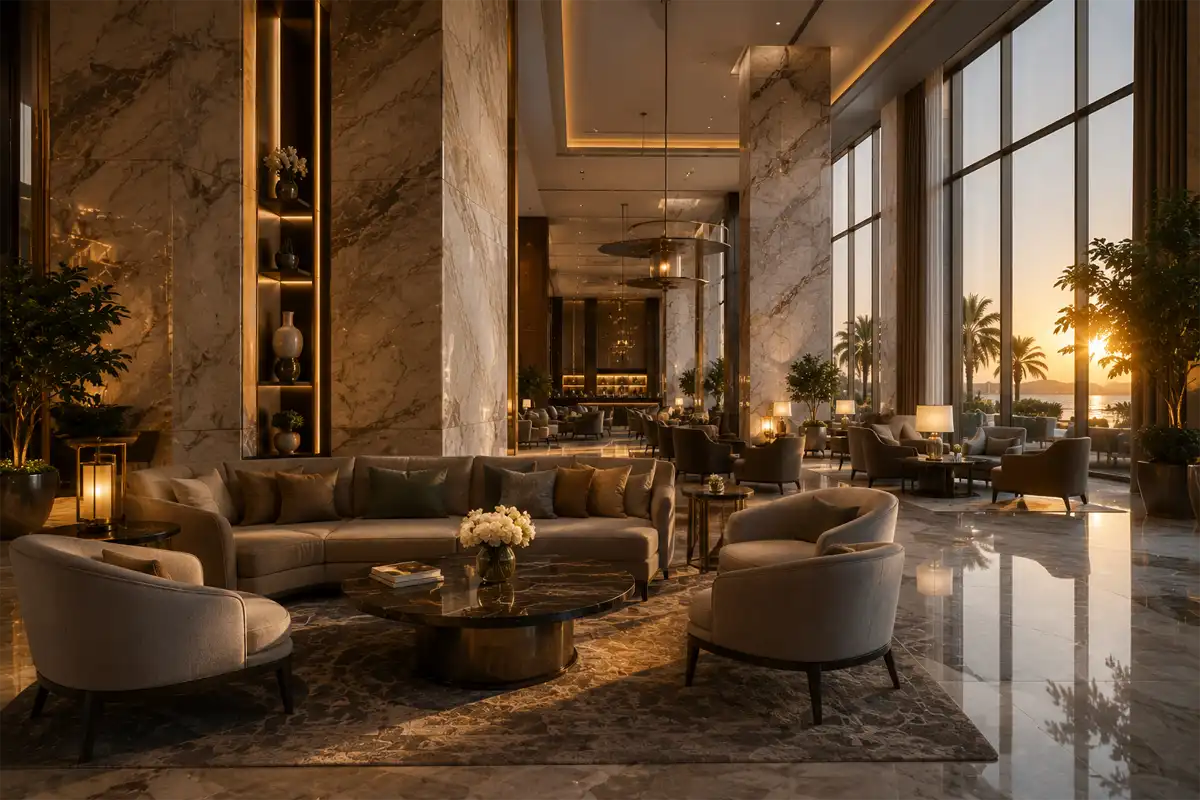 Otel resepsiyon mermer uygulaması